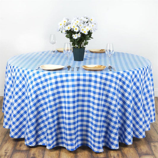 Standard Table Linen - Polyester, Gingham, Blue & White