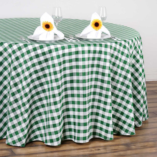 Standard Table Linen - Polyester, Gingham, Green & White