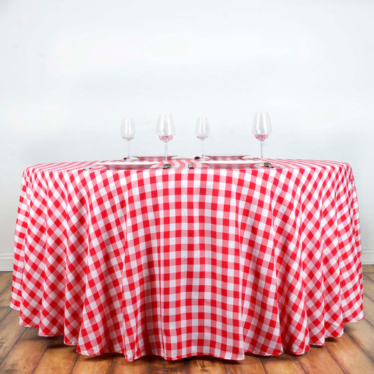 Standard Table Linen - Polyester, Gingham, Red & White