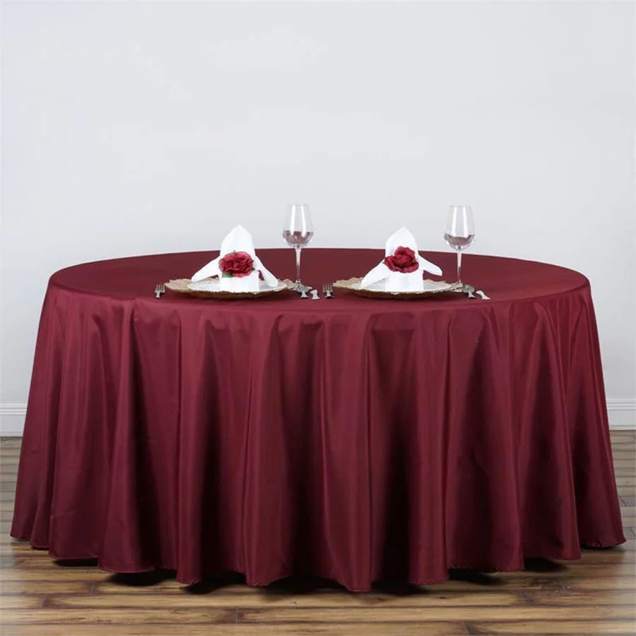 Polyester Table Linen, 120" Round, Burgundy