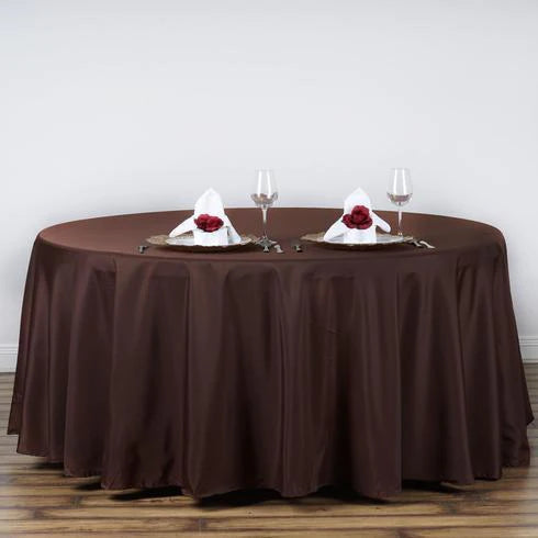 Polyester Table Linen, 120" Round, Chocolate