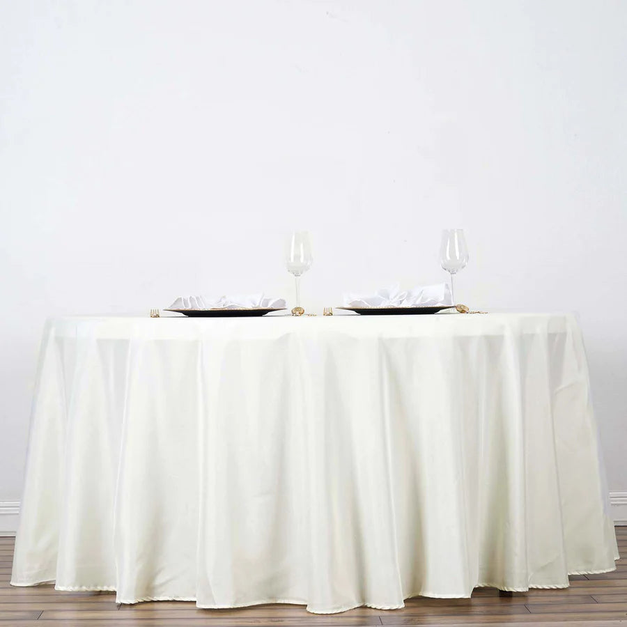 Polyester Table Linen, 120" Round, Ivory