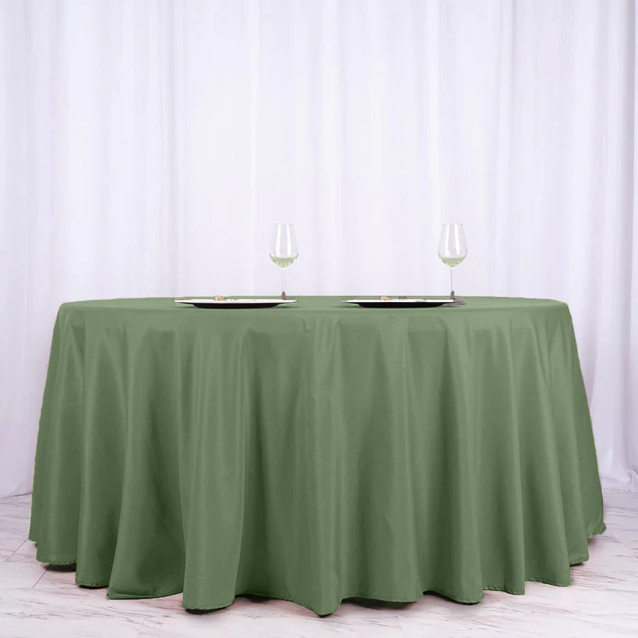 Polyester Table Linen, 120" Round, Olive Green