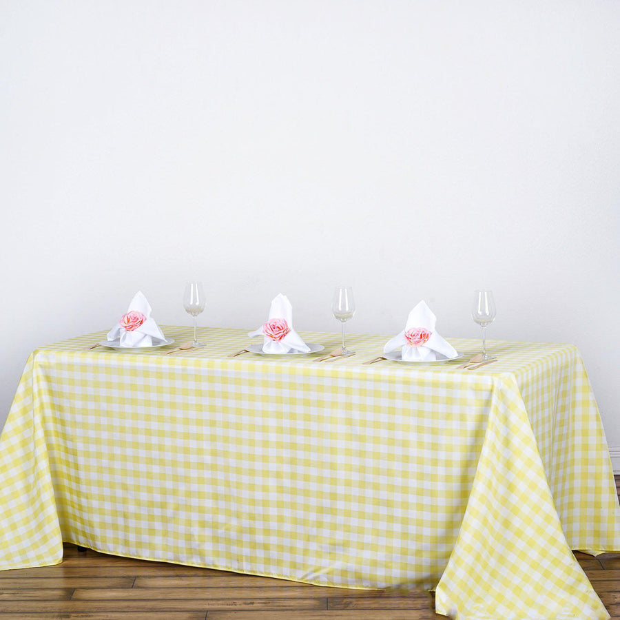 Standard Table Linen - Polyester, Gingham, Yellow & White