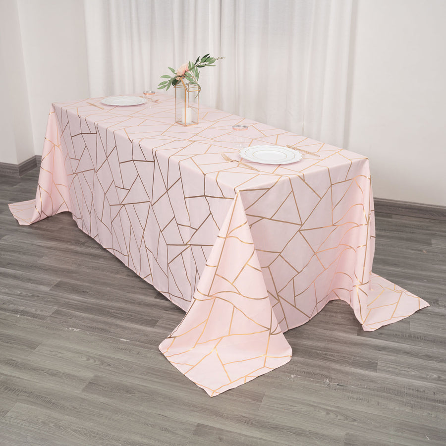 Standard Table Linen - Polyester, Geometric, Blush w/ Gold Foil