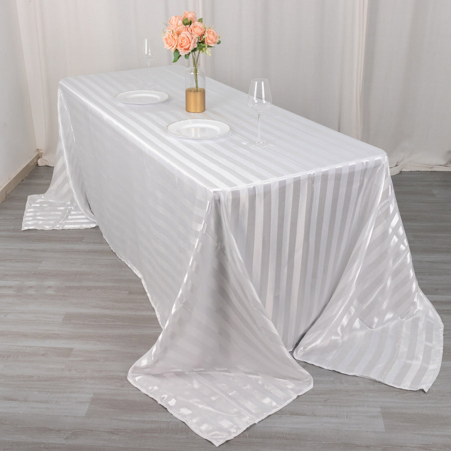 Specialty Table Linen - Satin, White Stripe