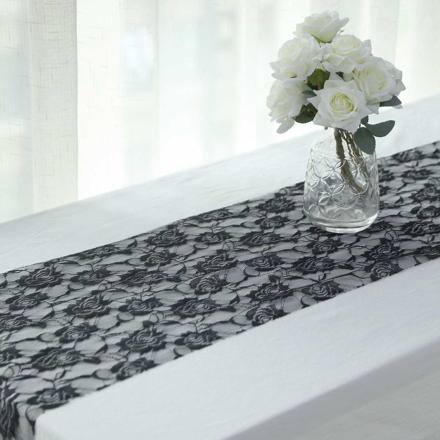 Specialty Table Linen - Floral Lace, Black