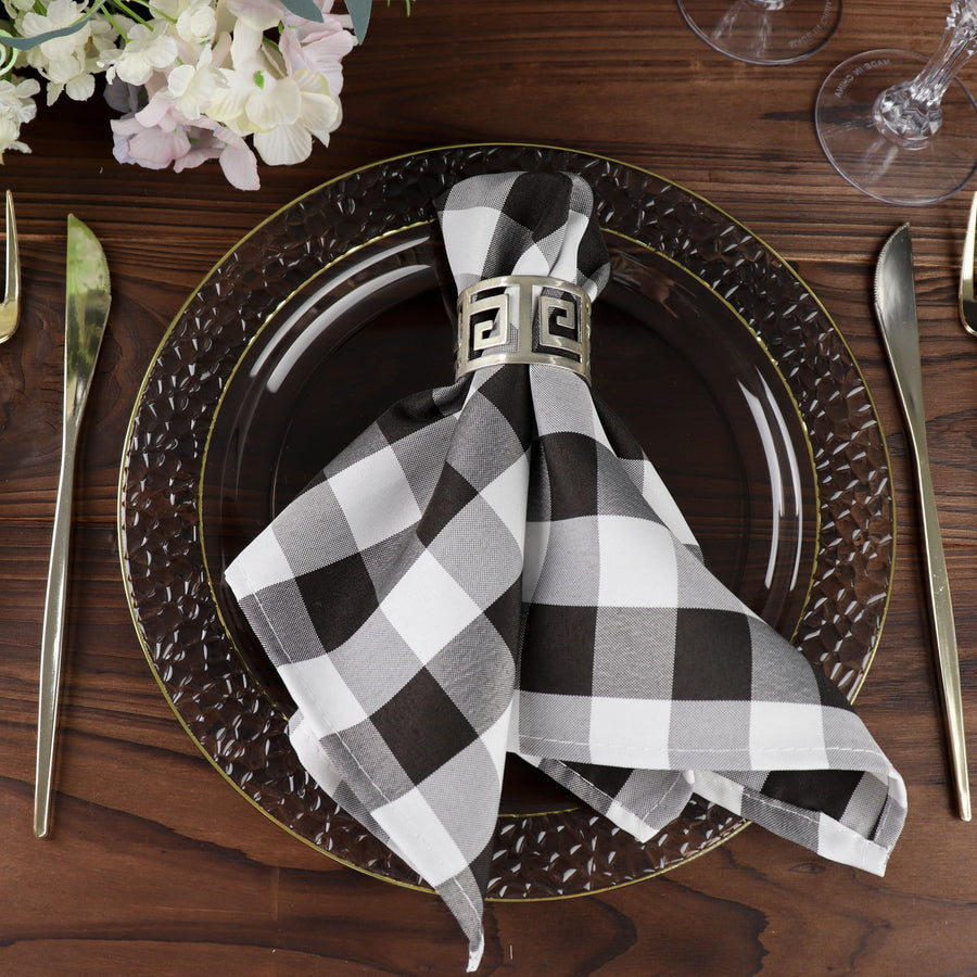 Standard Table Linen - Polyester, Gingham, Black & White