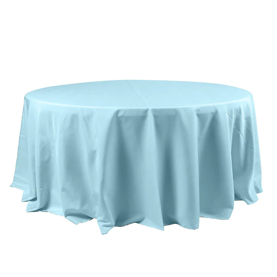 Polyester Table Linen, 120" Round, Sky Blue