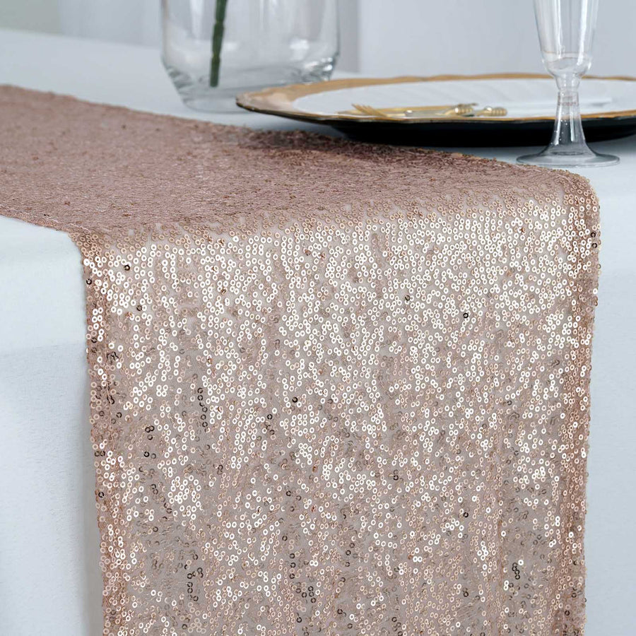 Specialty Table Linen - Premium Sequin, Rose Gold