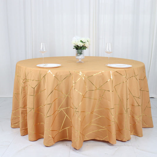 Standard Table Linen - Polyester, Geometric, Gold w/ Gold Foil