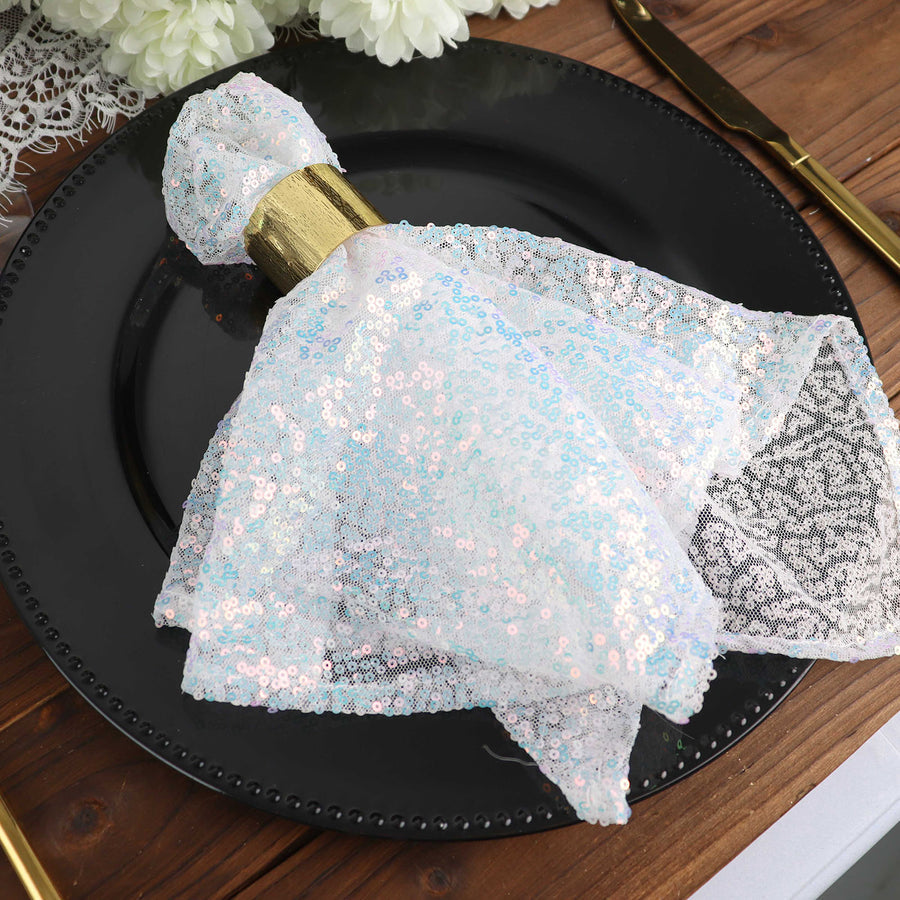 Specialty Table Linen - Premium Sequin, Iridescent Blue