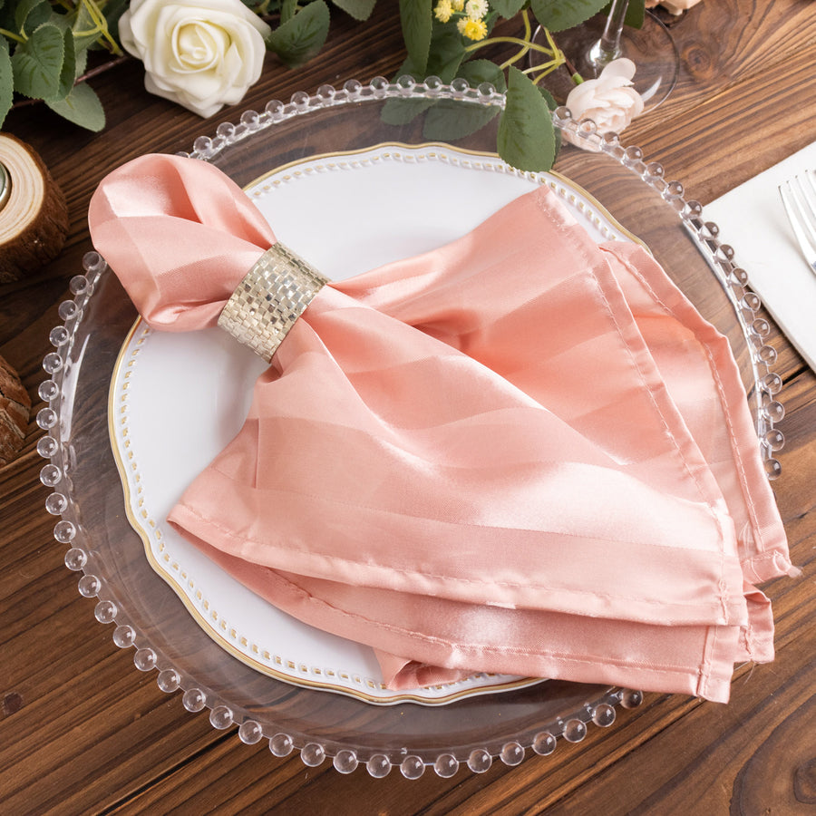 Specialty Table Linen - Satin, Dusty Rose Stripe