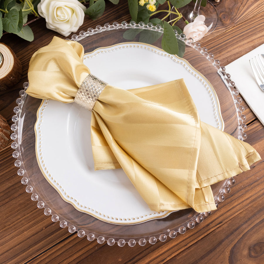 Specialty Table Linen - Satin, Champagne Stripe