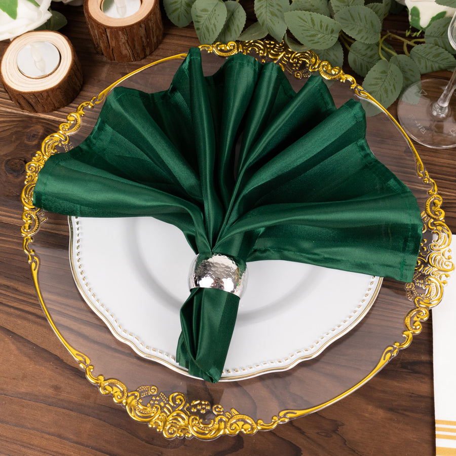 Specialty Table Linen - Satin, Emerald Green Stripe