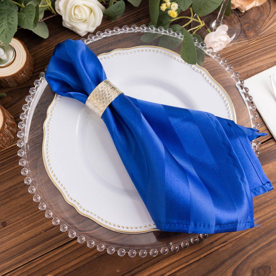 Specialty Table Linen - Satin, Royal Blue Stripe