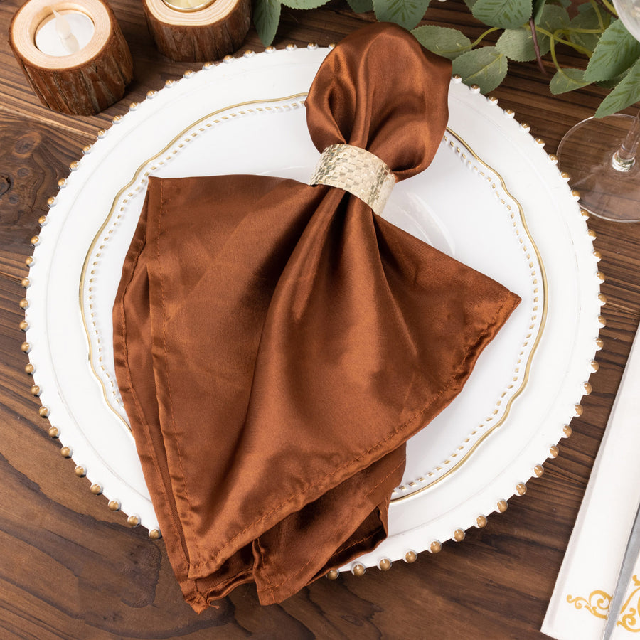 Specialty Table Linen - Satin, Cinnamon Brown