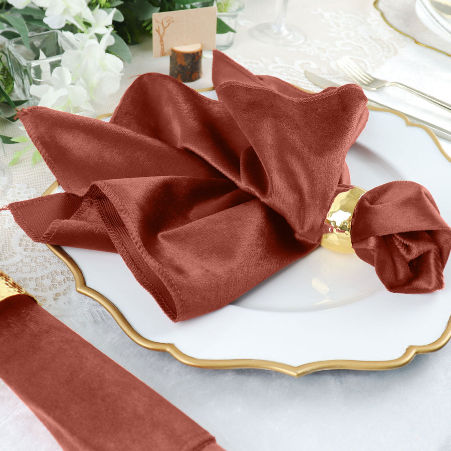 Specialty Table Linen - Velvet, Terracotta