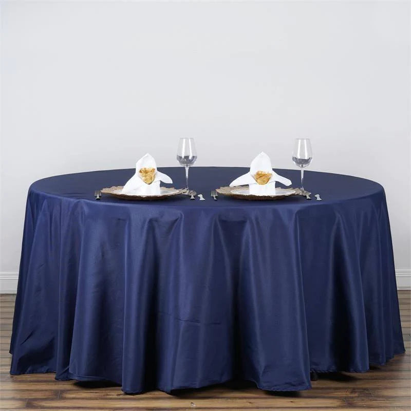 Polyester Table Linen, 120" Round, Navy Blue