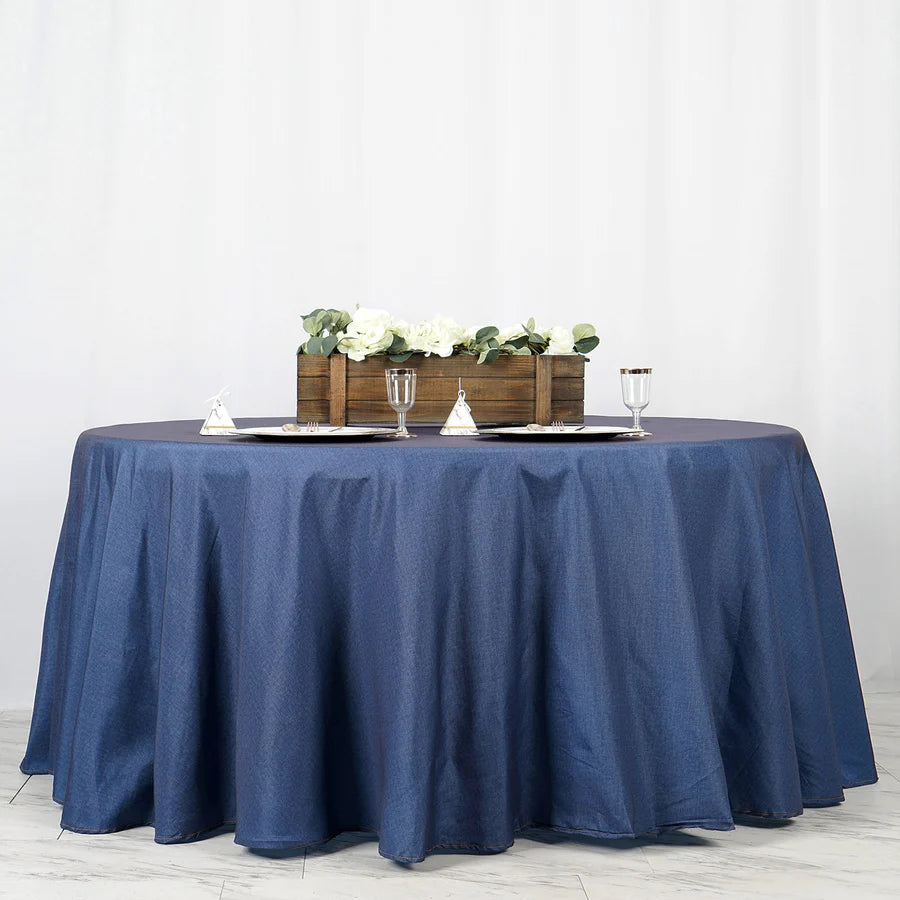 Polyester Table Linen, 120" Round, Dark Blue