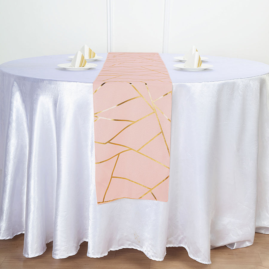 Standard Table Linen - Polyester, Geometric, Blush w/ Gold Foil