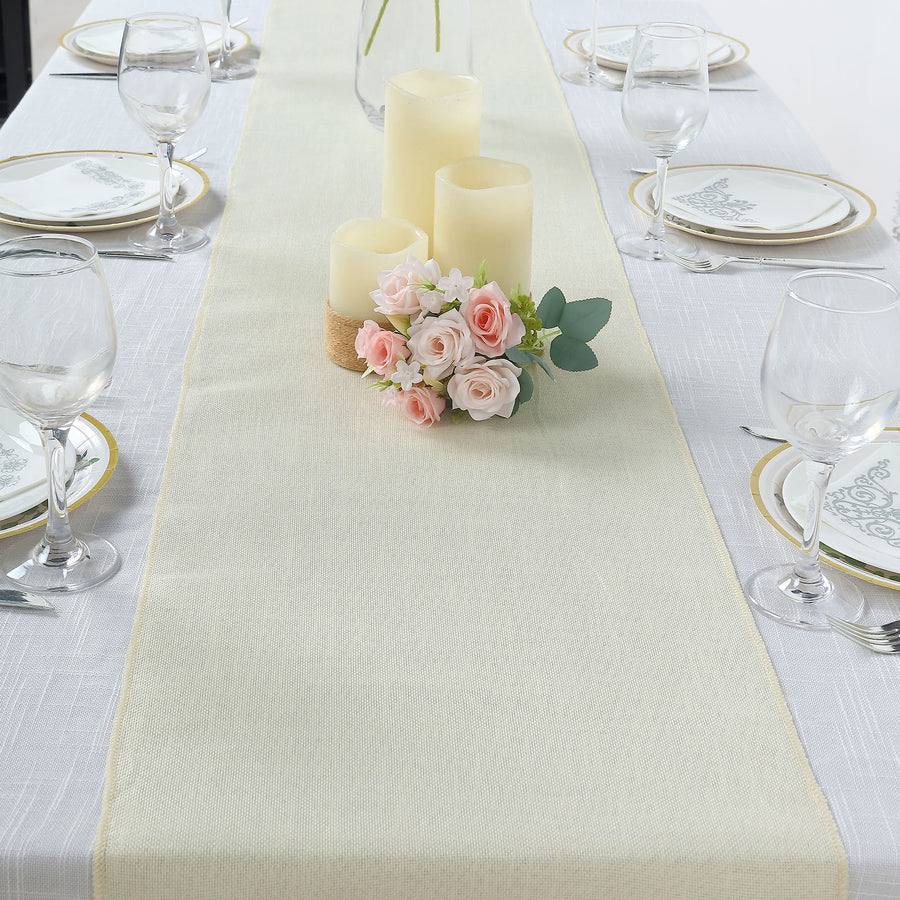 Specialty Table Linen - Faux Burlap, Ivory