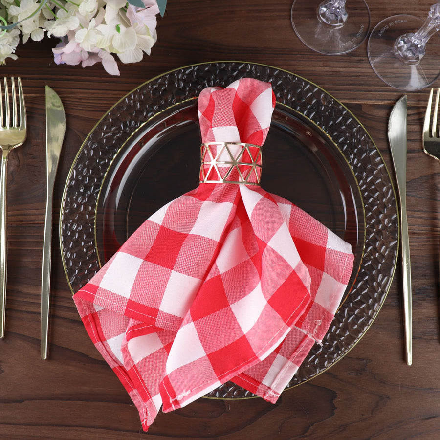 Standard Table Linen - Polyester, Gingham, Red & White