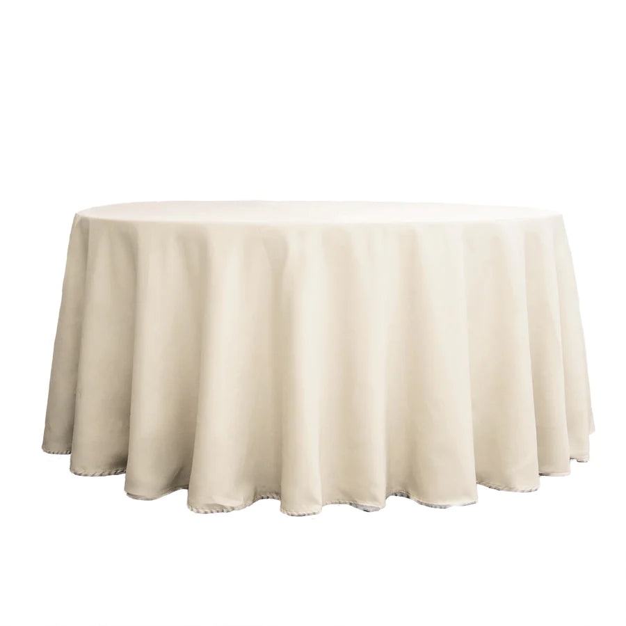 Polyester Table Linen, 120" Round, Beige