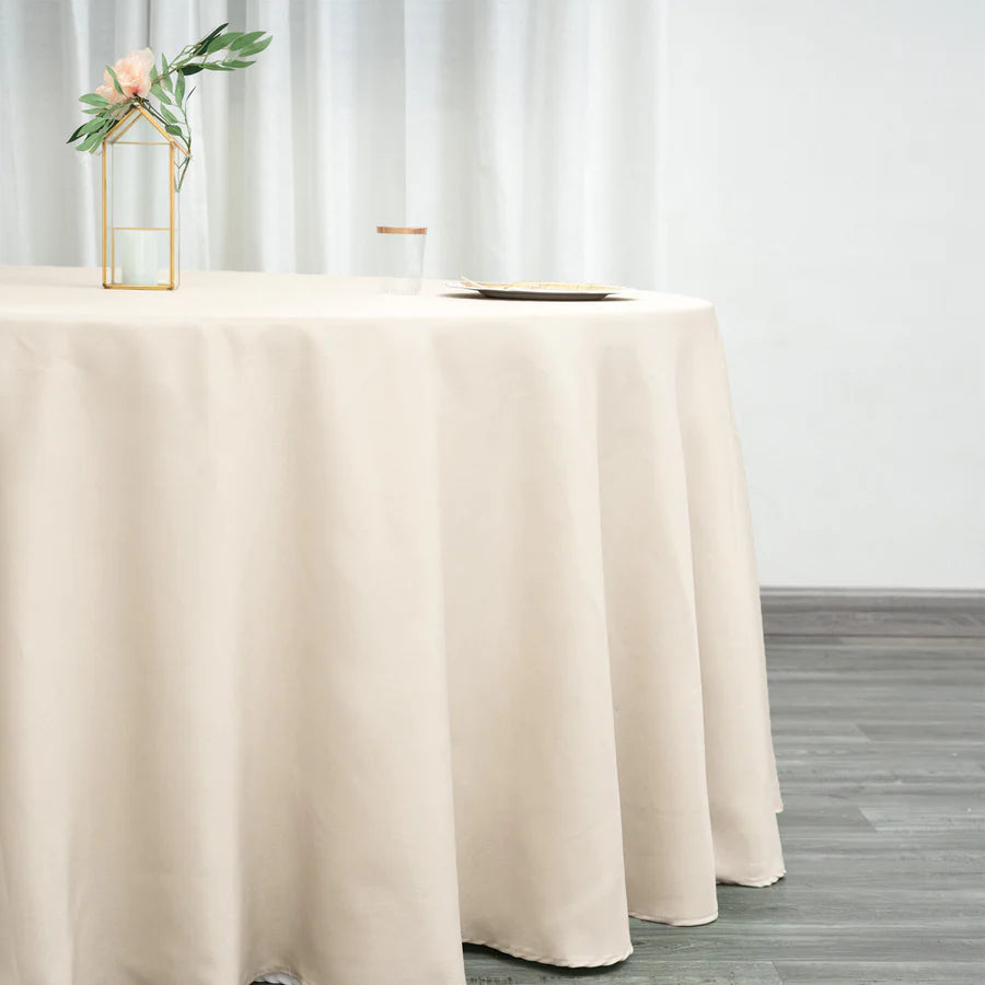 Polyester Table Linen, 120" Round, Beige