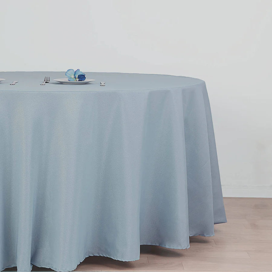 Polyester Table Linen, 120" Round, Dusty Blue