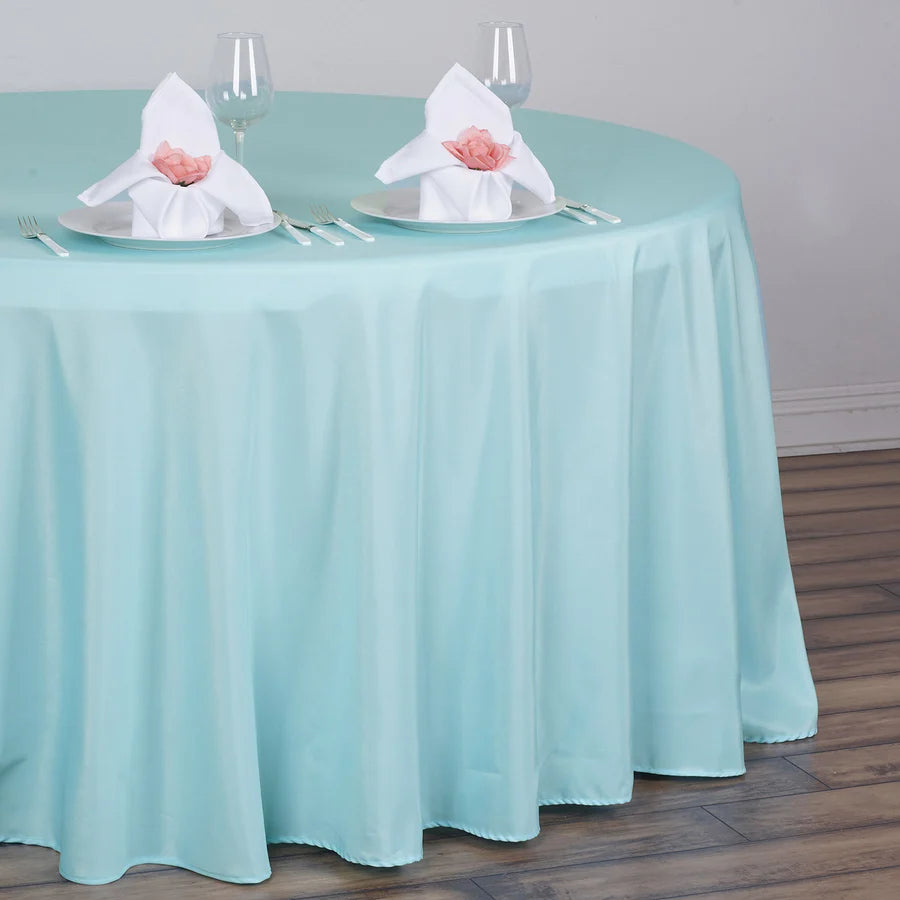 Polyester Table Linen, 120" Round, Sky Blue