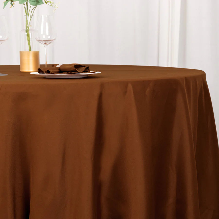 Polyester Table Linen, 120" Round, Cinnamon Brown