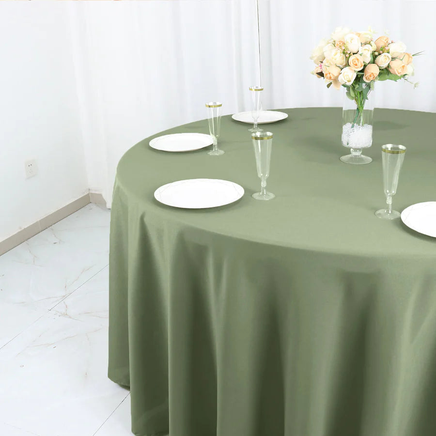 Polyester Table Linen, 120" Round, Eucalyptus Green