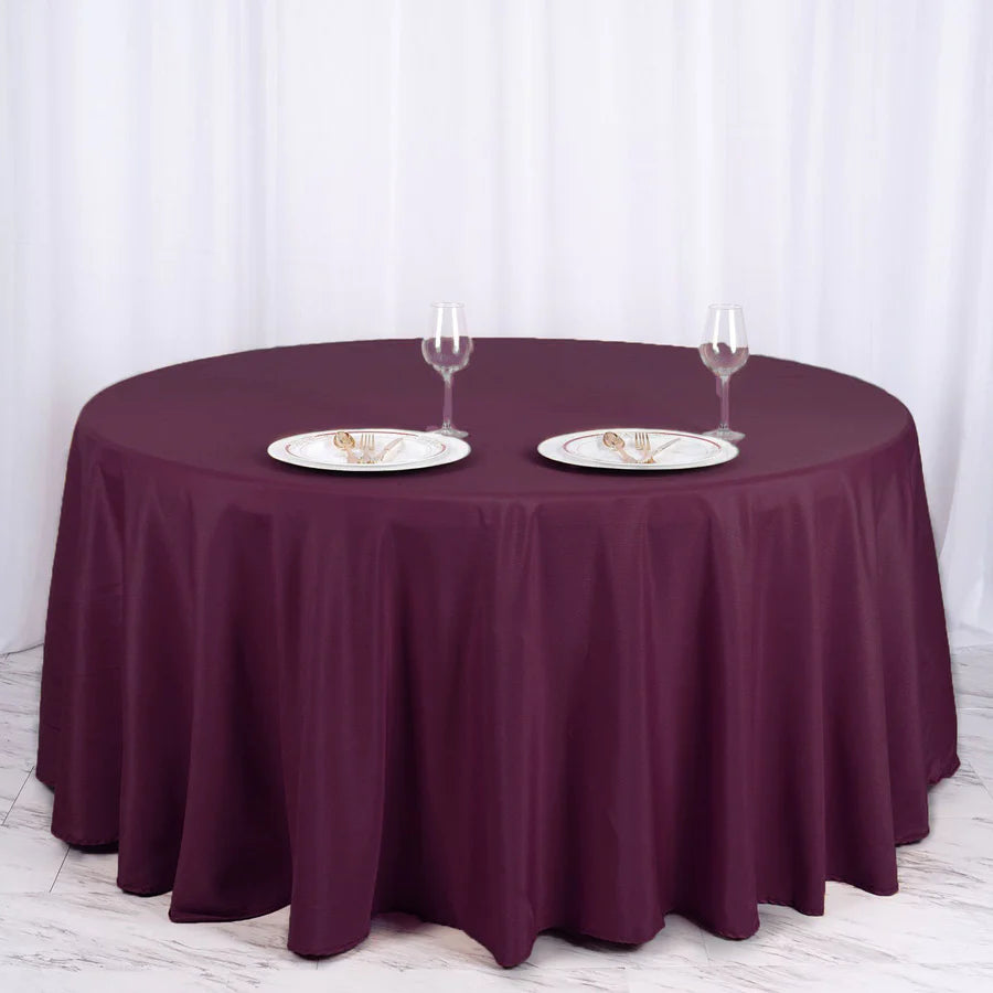 Polyester Table Linen, 120" Round, Eggplant