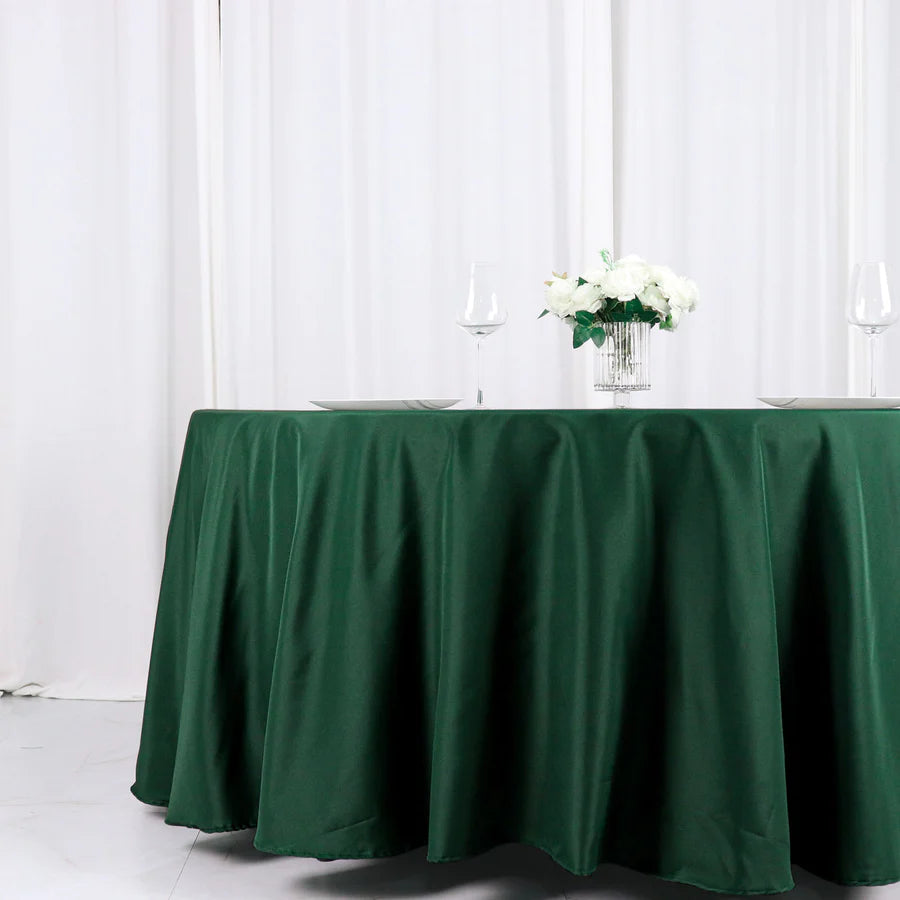 Polyester Table Linen, 120" Round, Hunter Green