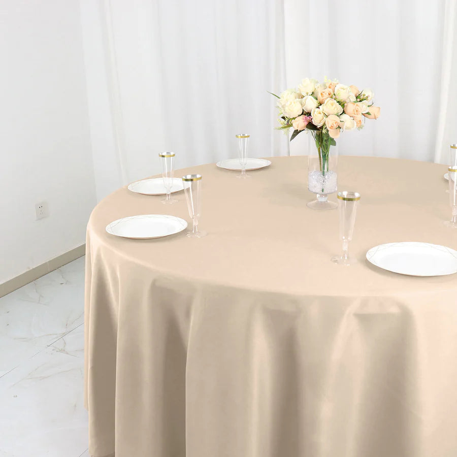 Polyester Table Linen, 120" Round, Nude