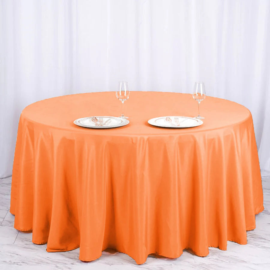 Polyester Table Linen, 120" Round, Orange