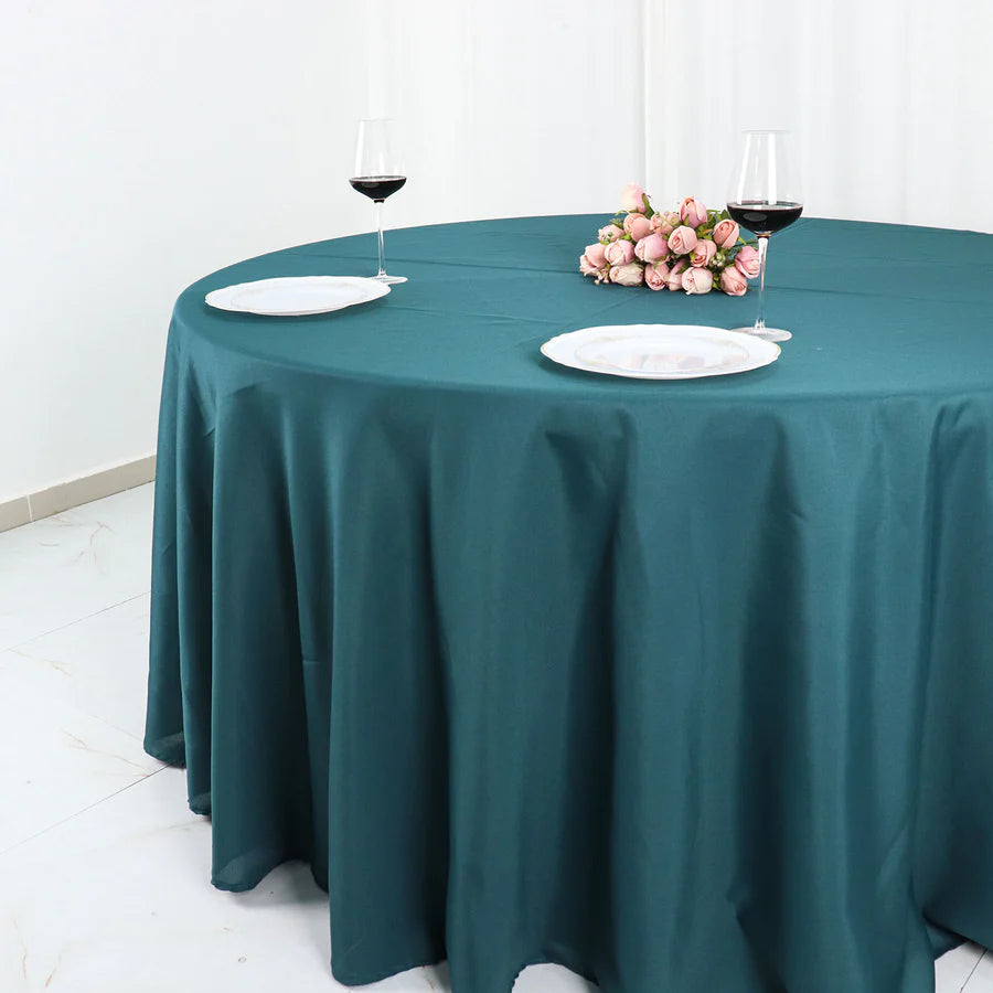 Polyester Table Linen, 120" Round, Peacock Teal