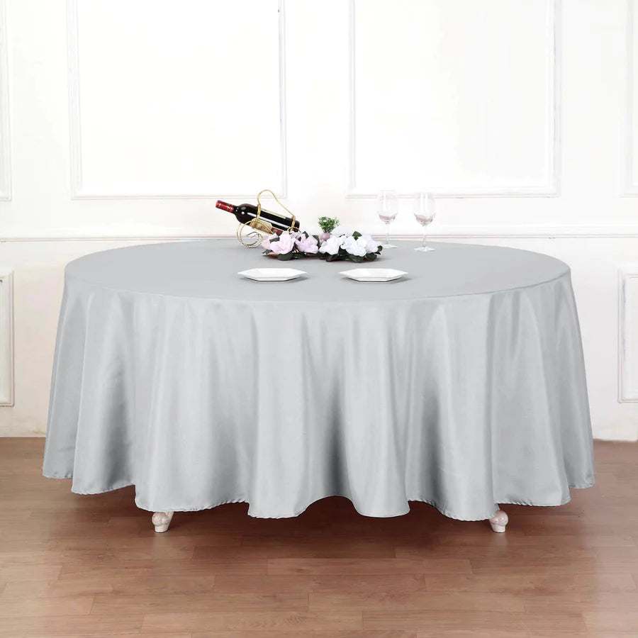 Polyester Table Linen, 120" Round, Silver