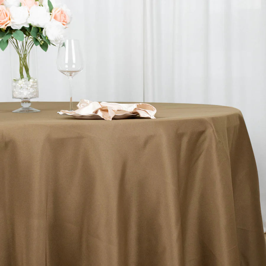 Polyester Table Linen, 120" Round, Taupe