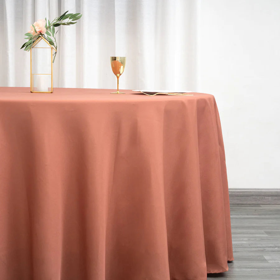 Polyester Table Linen, 120" Round, Terracotta