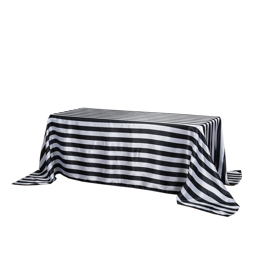 Specialty Table Linen - Satin, Black & White Stripe