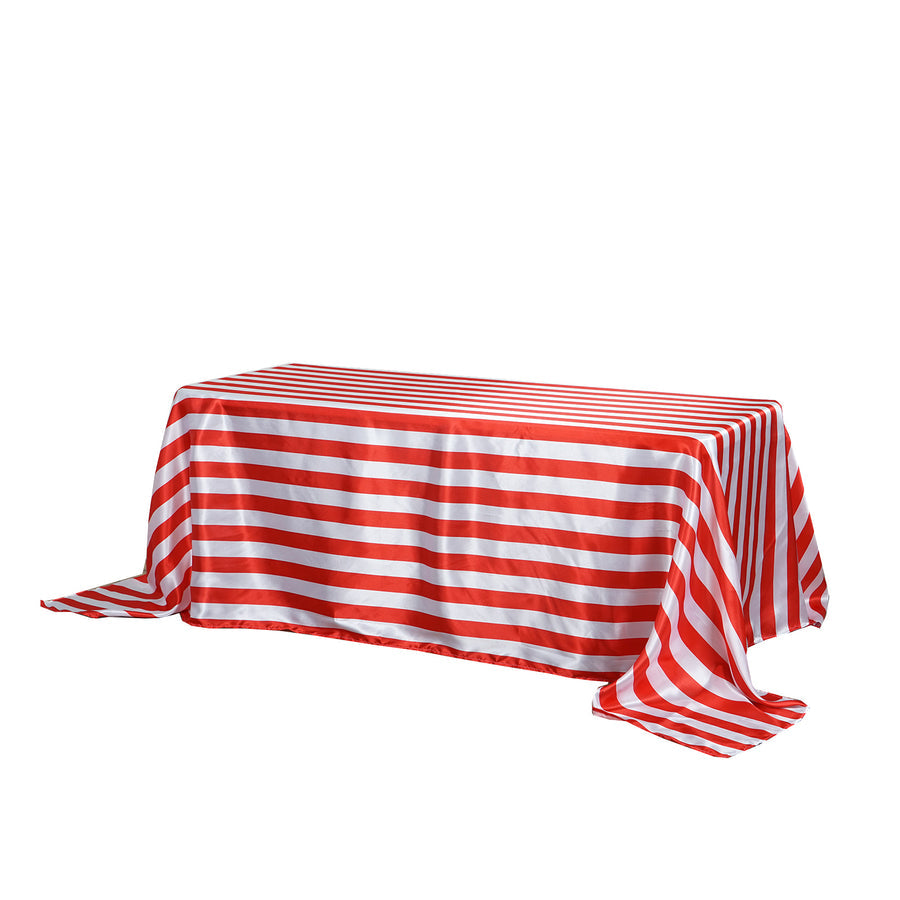 Specialty Table Linen - Satin, Red & White Stripe