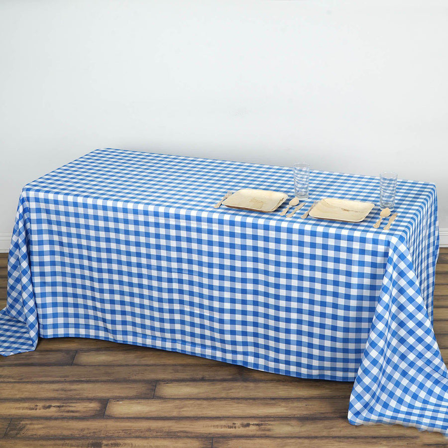 Standard Table Linen - Polyester, Gingham, Blue & White