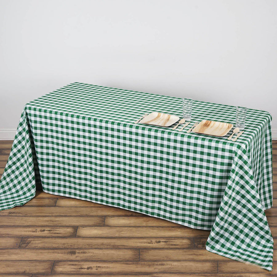 Standard Table Linen - Polyester, Gingham, Green & White