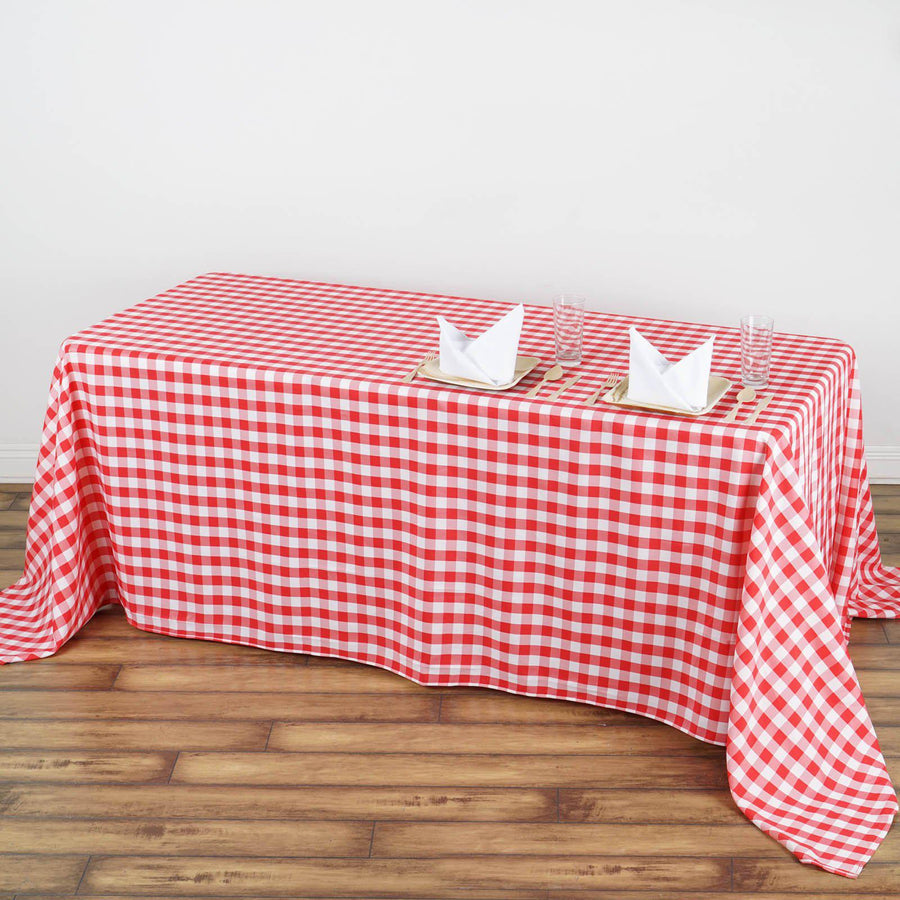 Standard Table Linen - Polyester, Gingham, Red & White