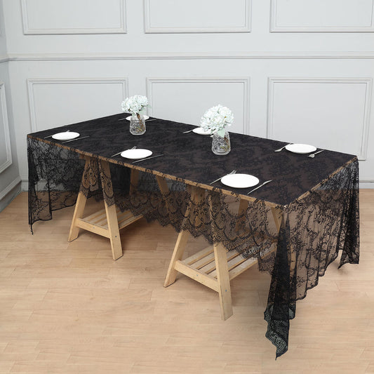 Specialty Table Linen - Floral Lace, Black