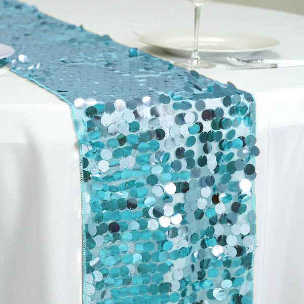 Specialty Table Linen - Payette Sequin, Turquoise Blue