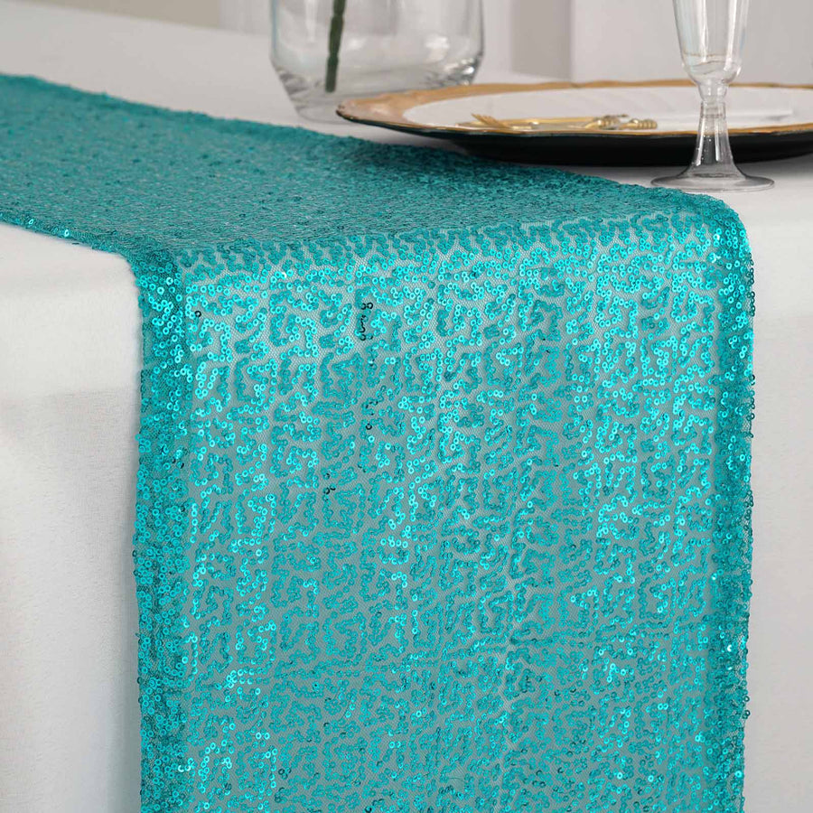 Specialty Table Linen - Premium Sequin, Turquoise Blue