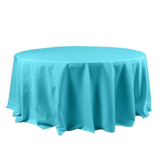 Polyester Table Linen, 120" Round, Turquoise Blue